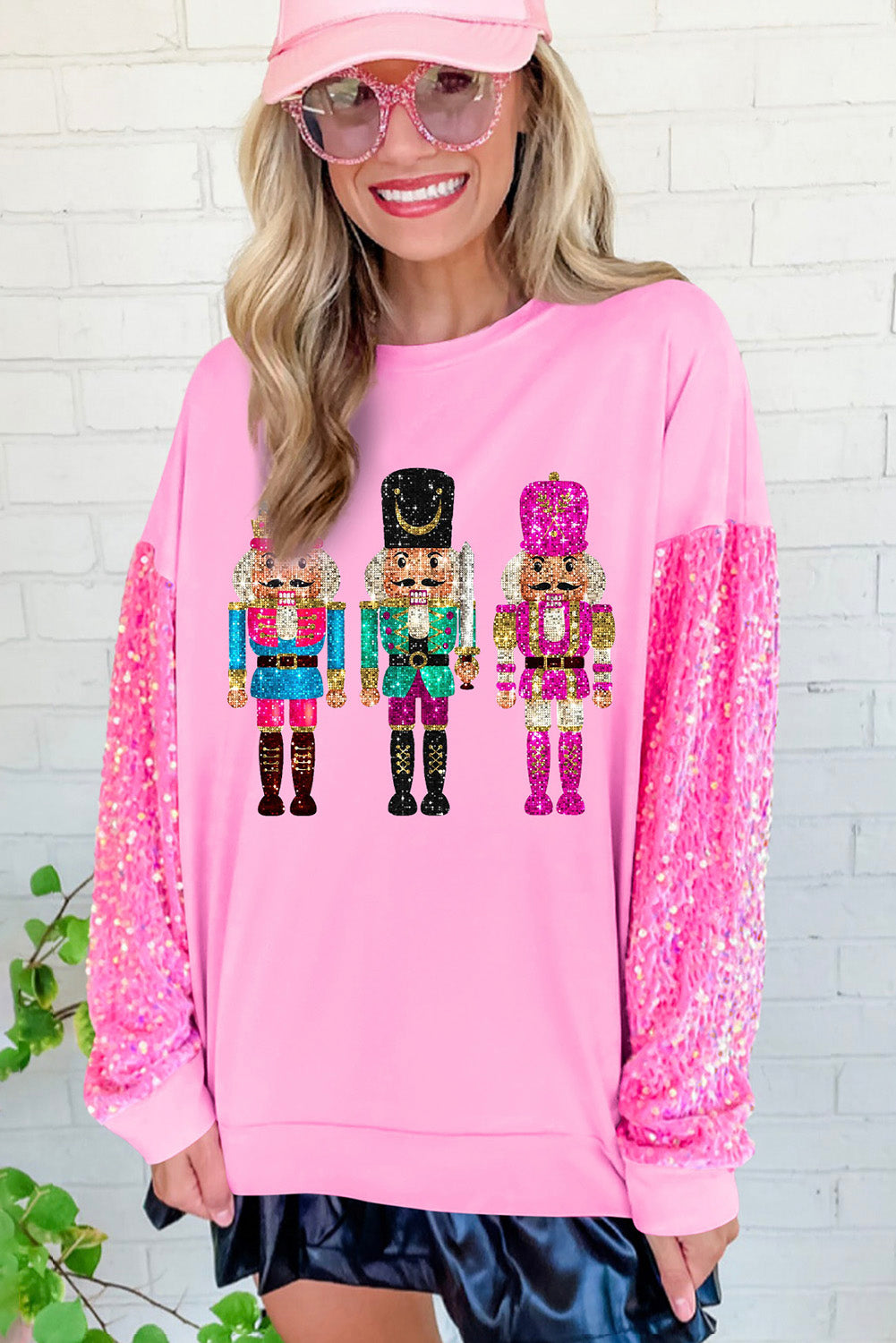 Pink Nutcracker Graphic Christmas Sweatshirt