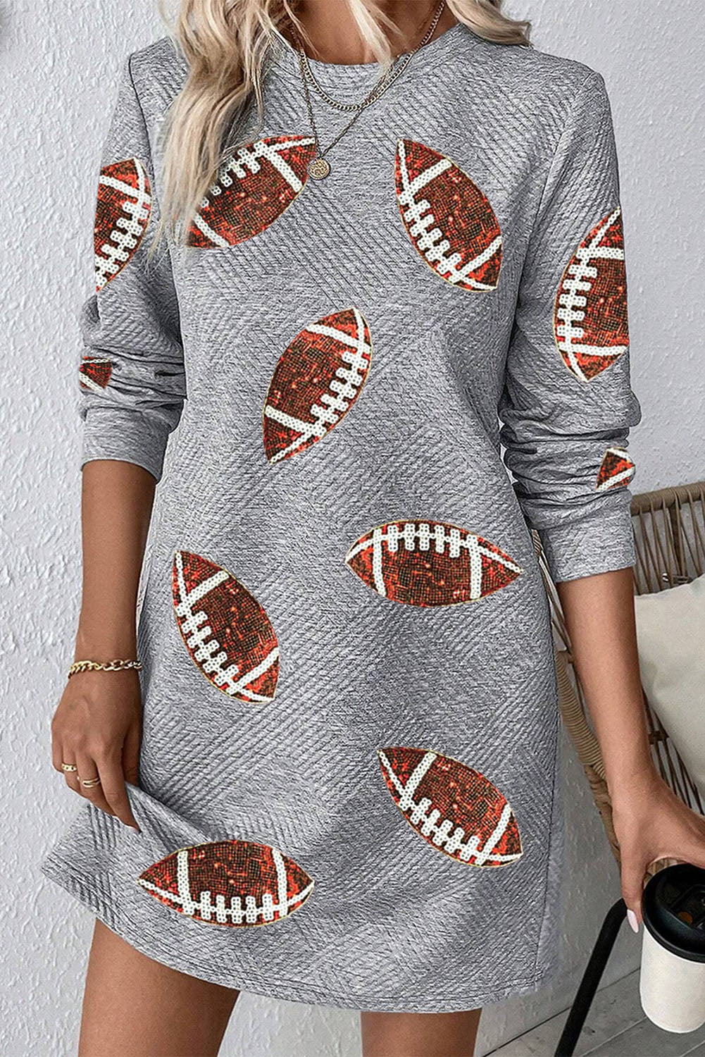 Gray Sequin Football Mini Dress