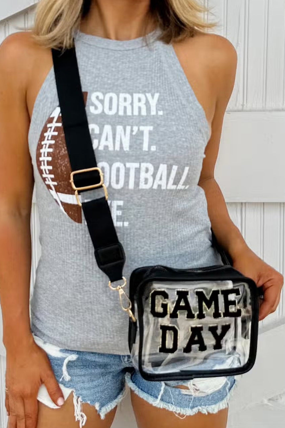 Clear Event Bag with Chenille Gameday Lettering