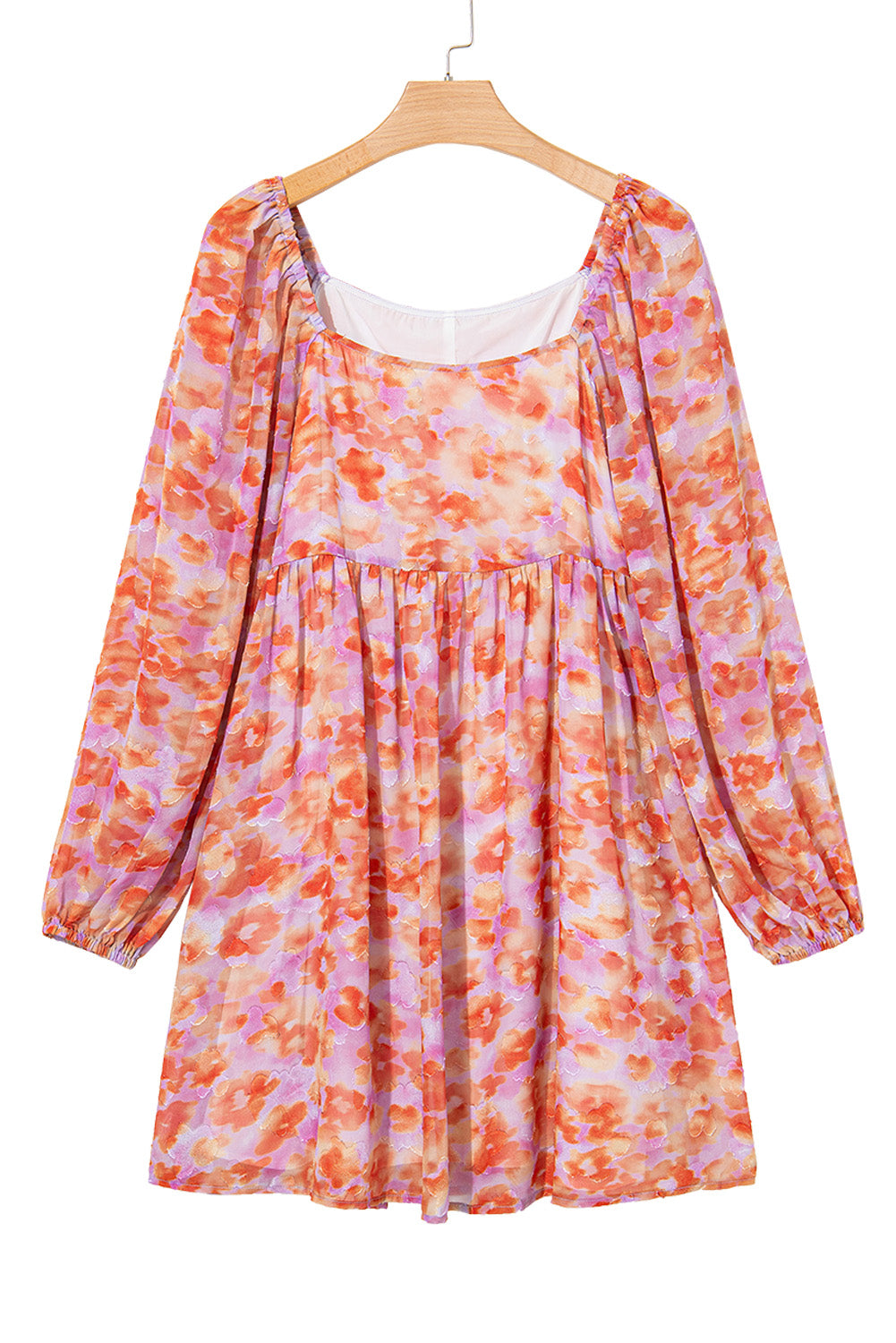 Rose Floral Print Square Neck Dress