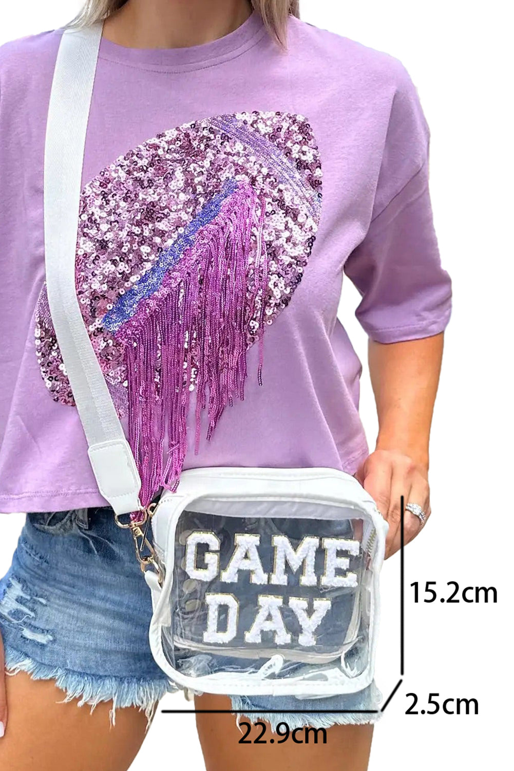 Clear Event Bag with Chenille Gameday Lettering