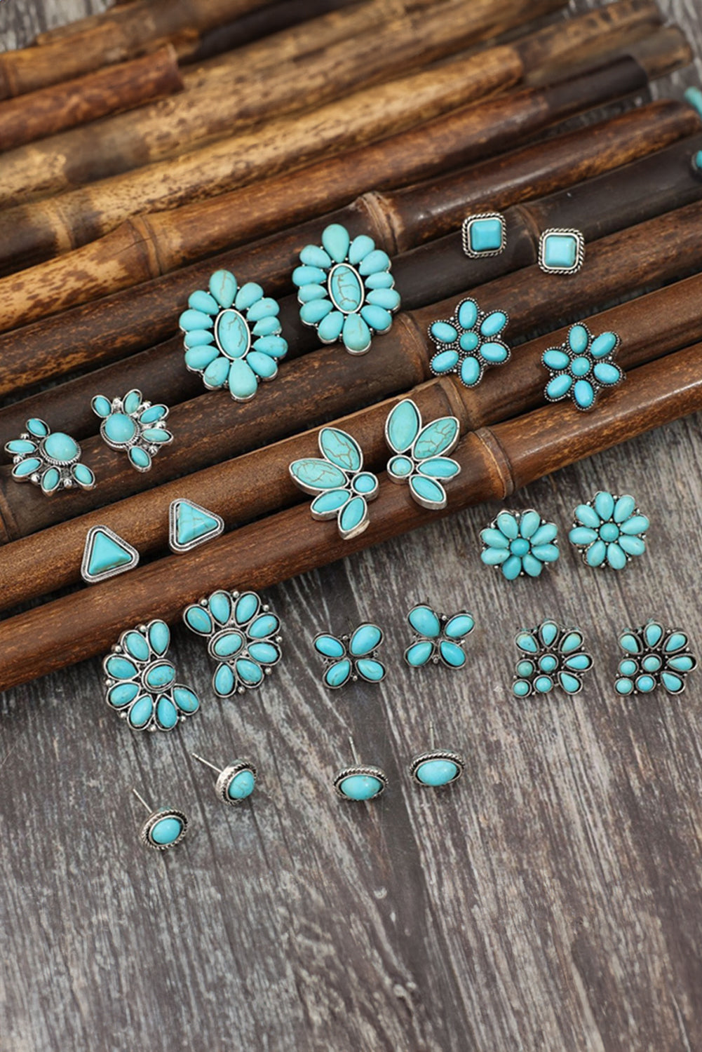 Boho Turquoise Inlay Stud Earring Sets (12)