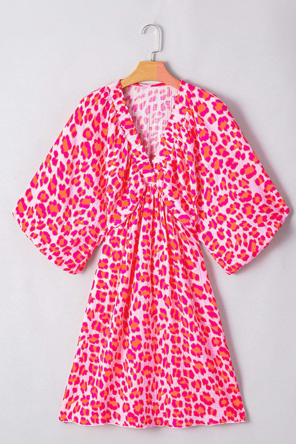 Leopard Print 3/4 Sleeve Dress