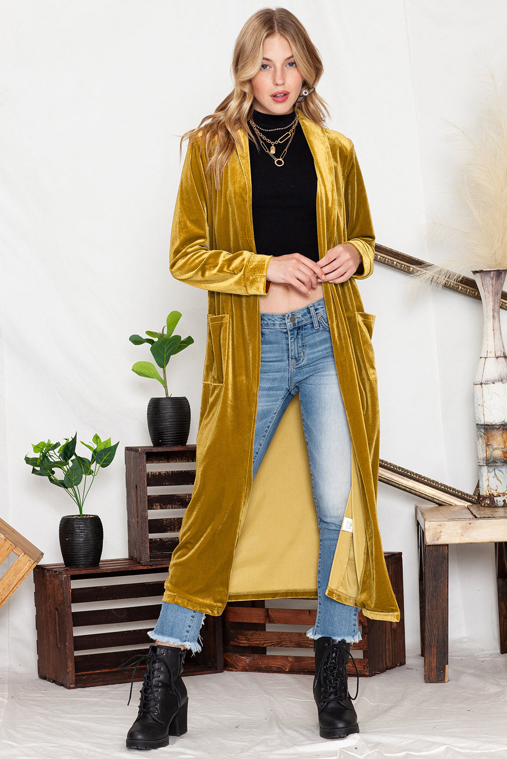 Velvet Long Cardigan