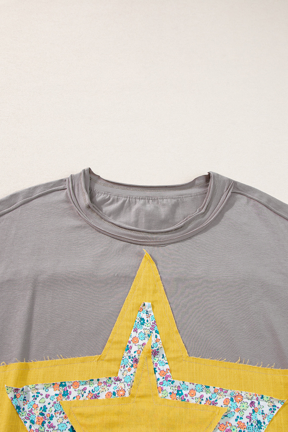 Floral Star Patched Mineral Wash Top