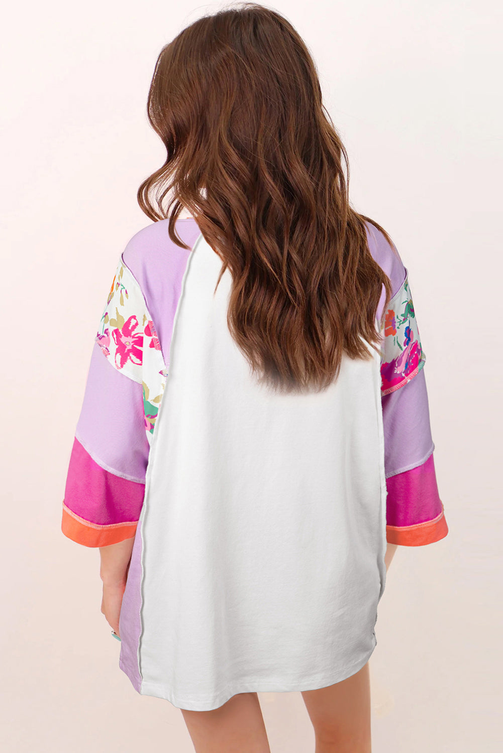 Pink Floral Patchwork Loose Top