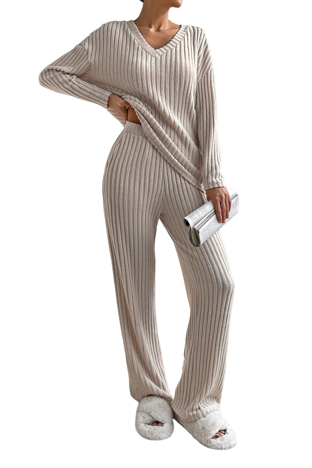 Slouchy Ribbed Knit Loungewear Set