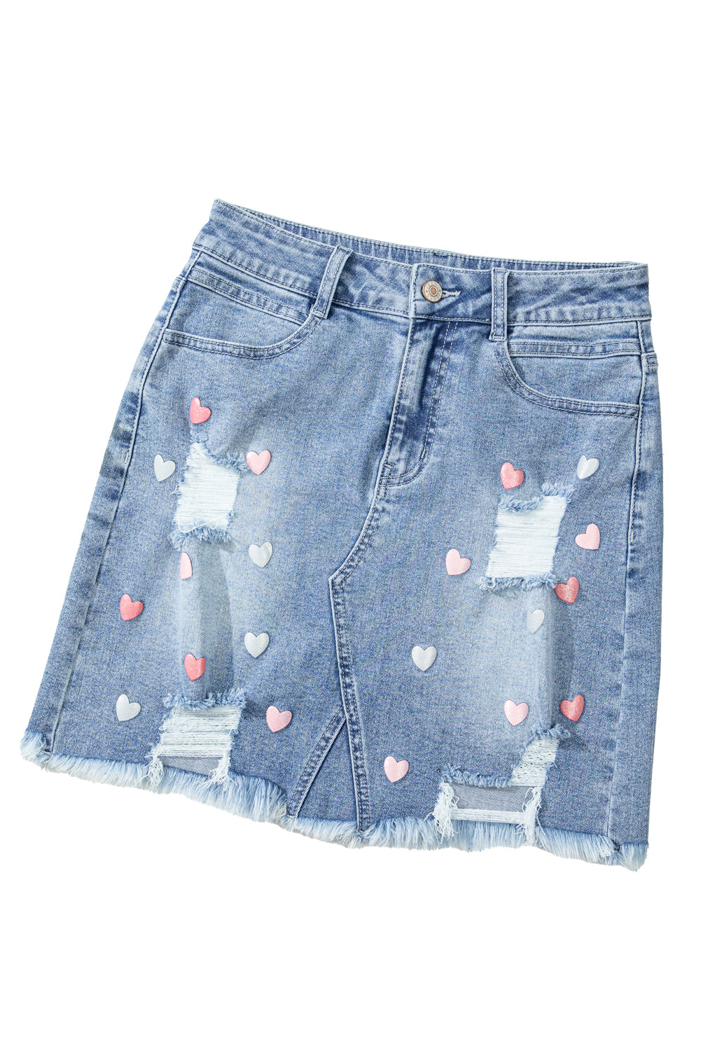 Denim Embroidered Heart Skirt