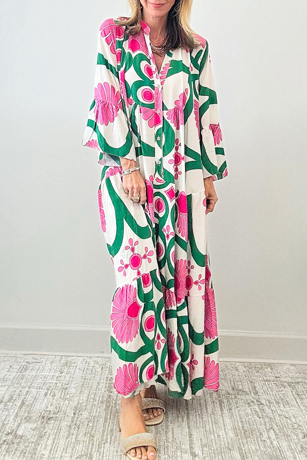 Pink Boho Oversized Maxi Dress