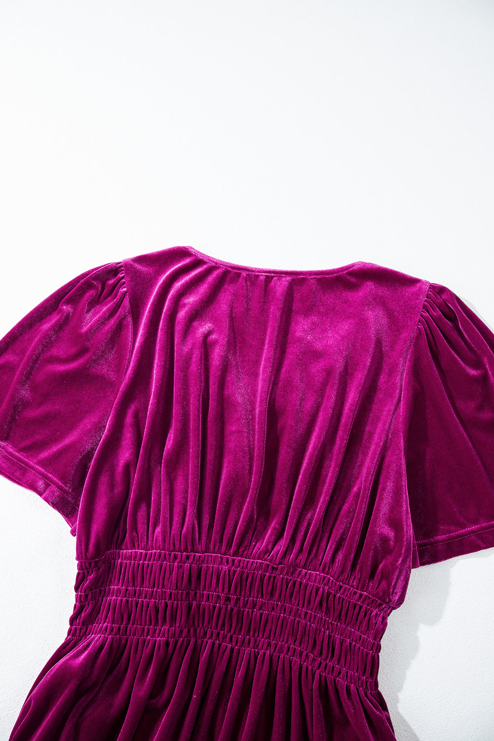 Velvet Smocked Waist Tiered Maxi Dress