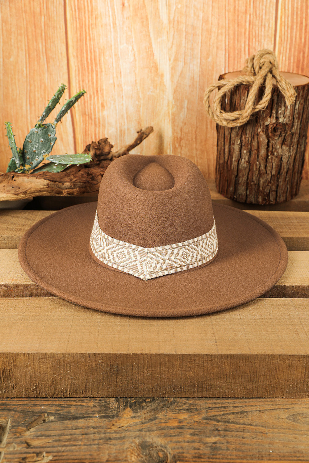 Brown Western Flat Brim Cowboy Hat