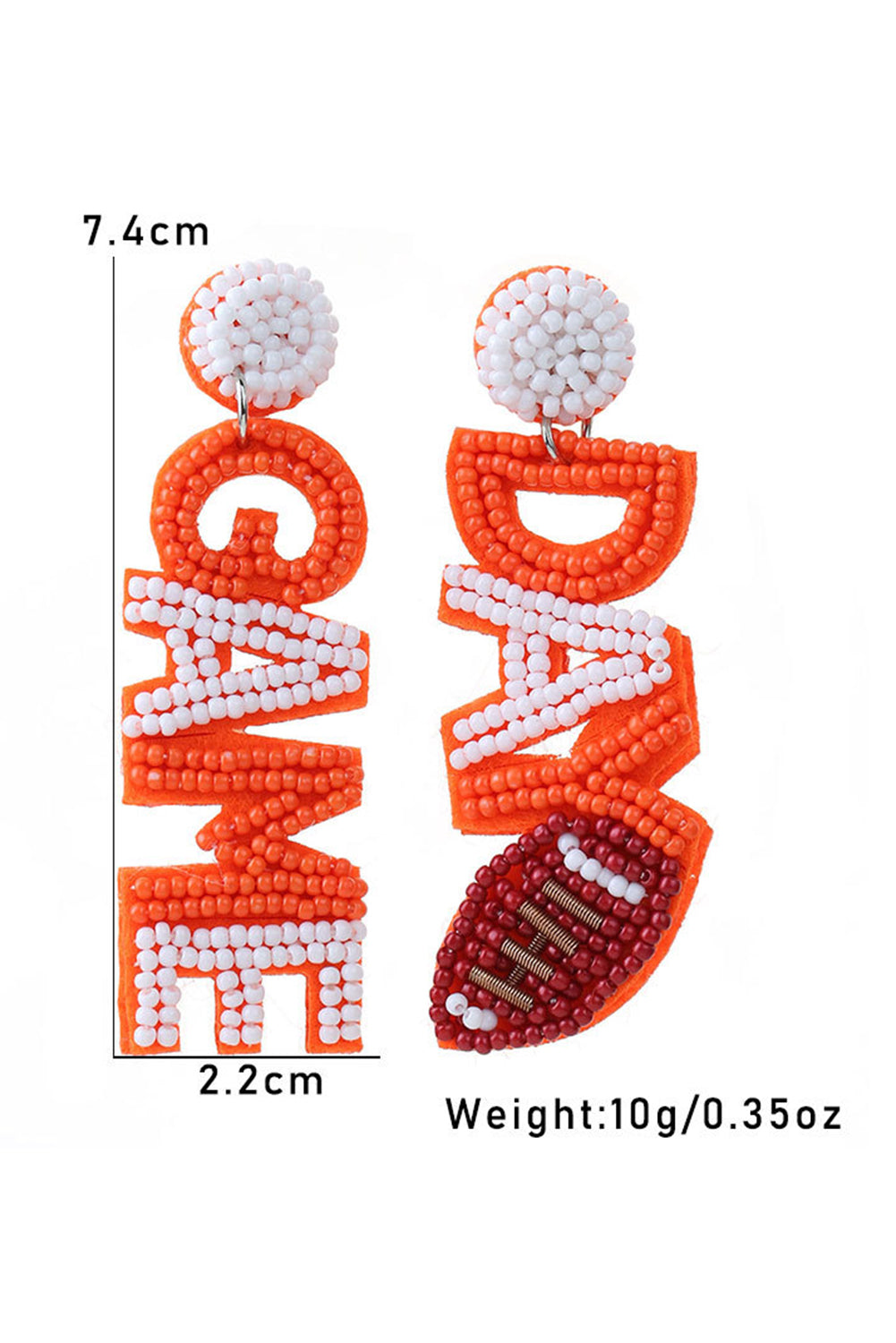 Orange GAMEDAY Rice Bead Earrings