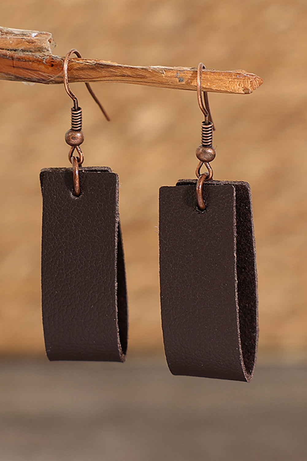 Dark Brown Circle Vegan Leather Earrings