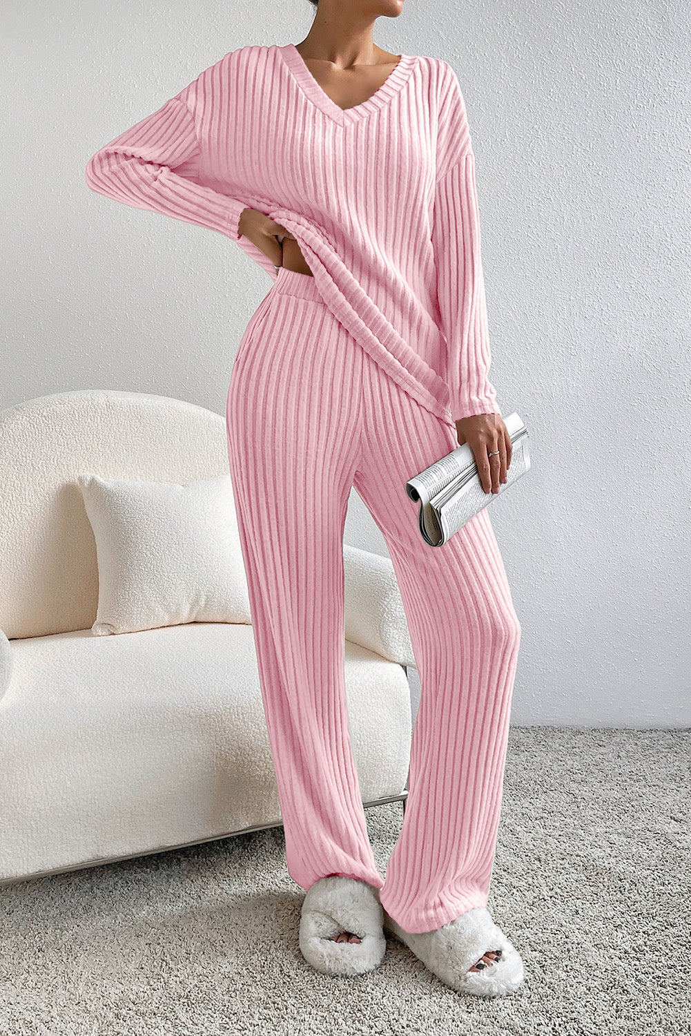 Slouchy Ribbed Knit Loungewear Set