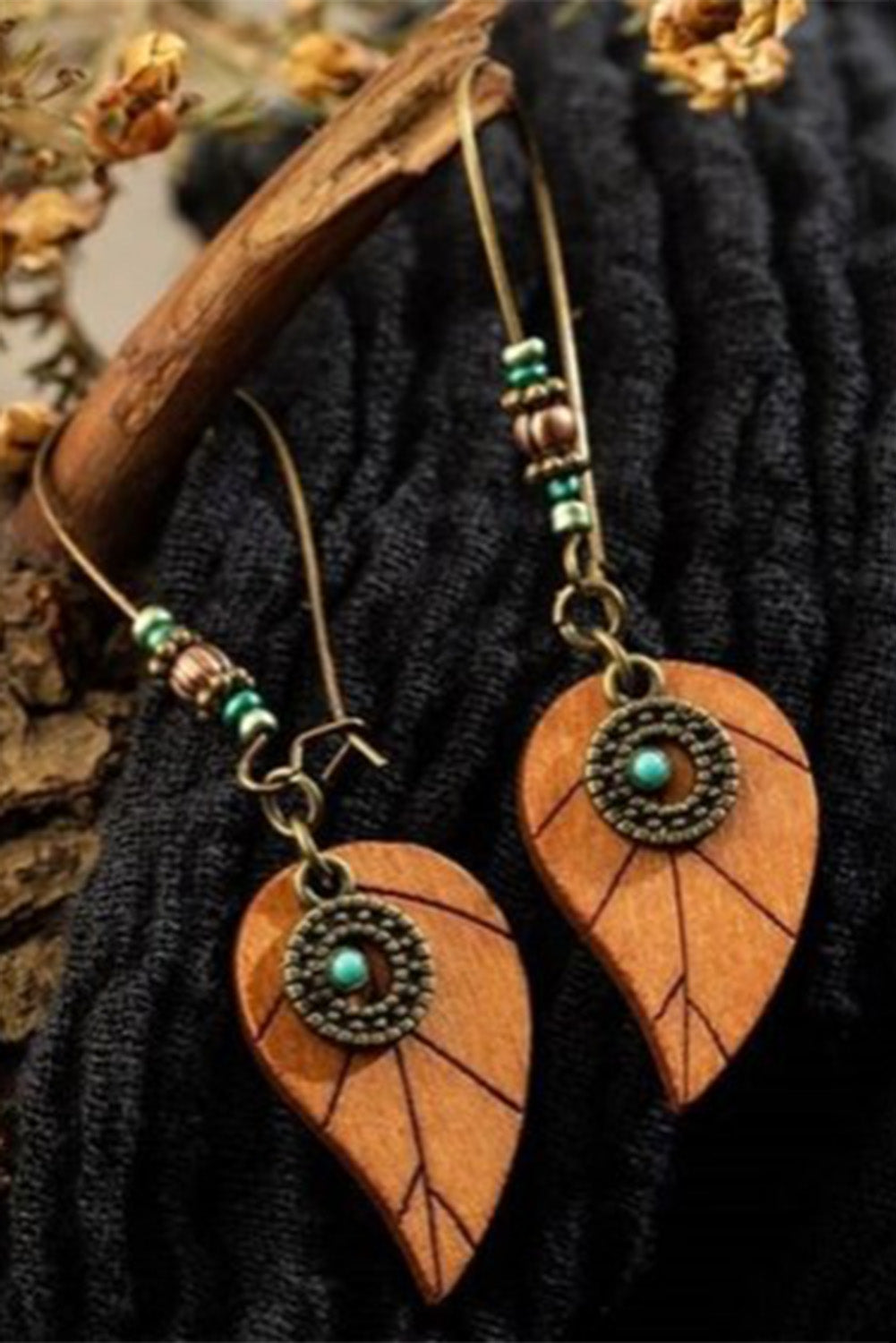 Desert Gold Turquoise Leaf  Earrings