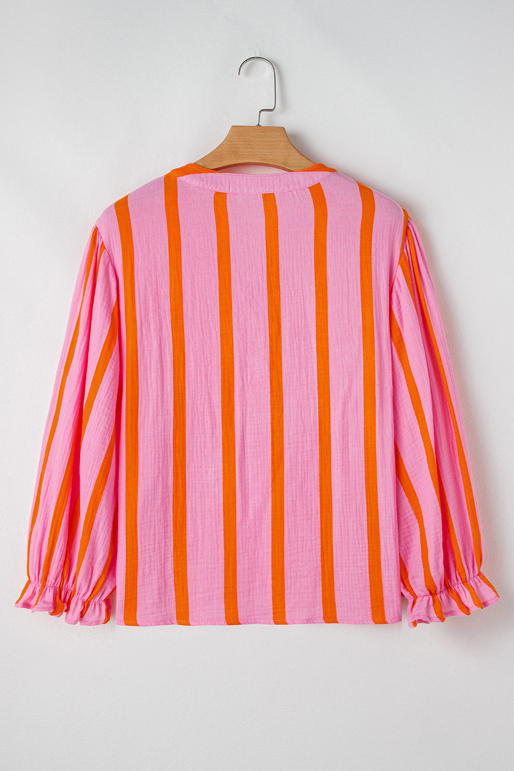 Stripe Crinkle Ruffle Sleeve Top