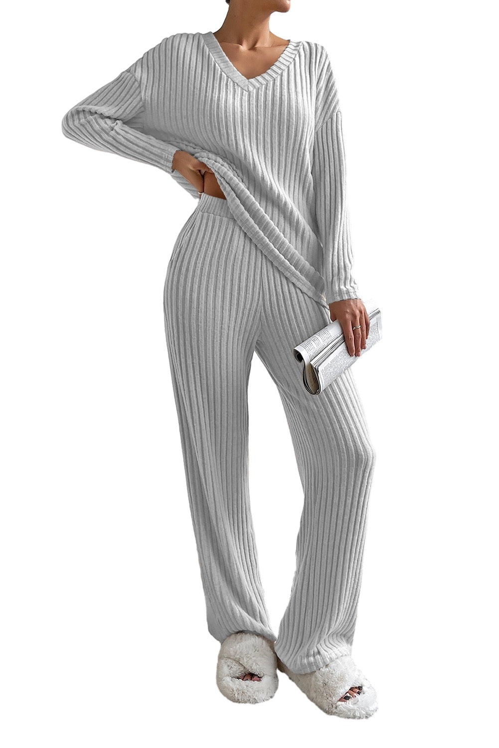 Slouchy Ribbed Knit Loungewear Set