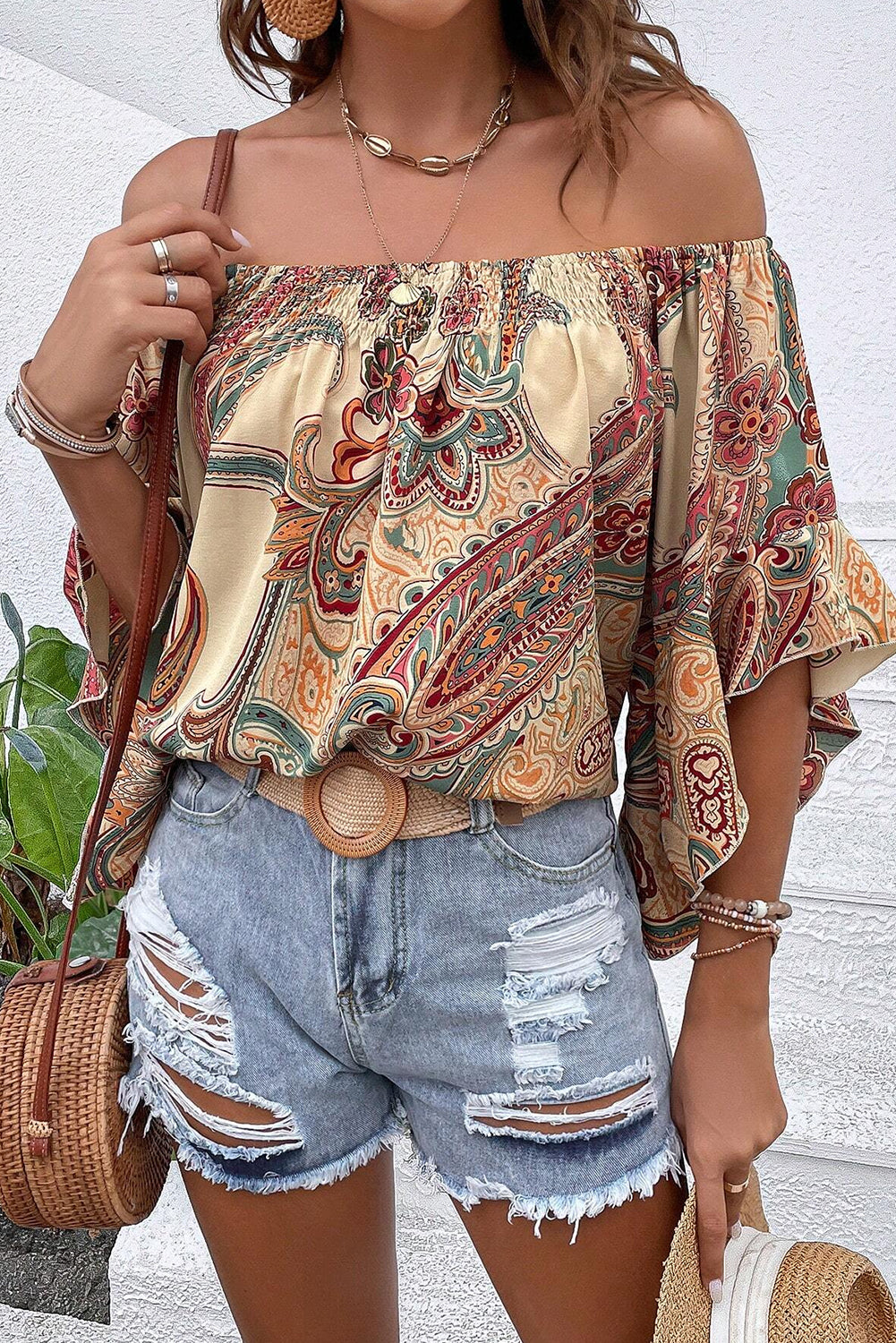 Paisley Off Shoulder Blouse