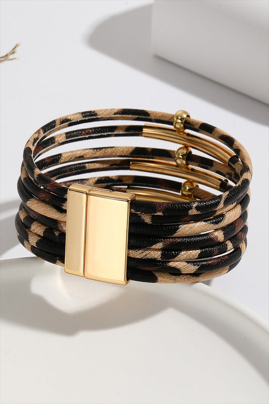 Multi-layer Leopard Magnet Buckle Bracelet