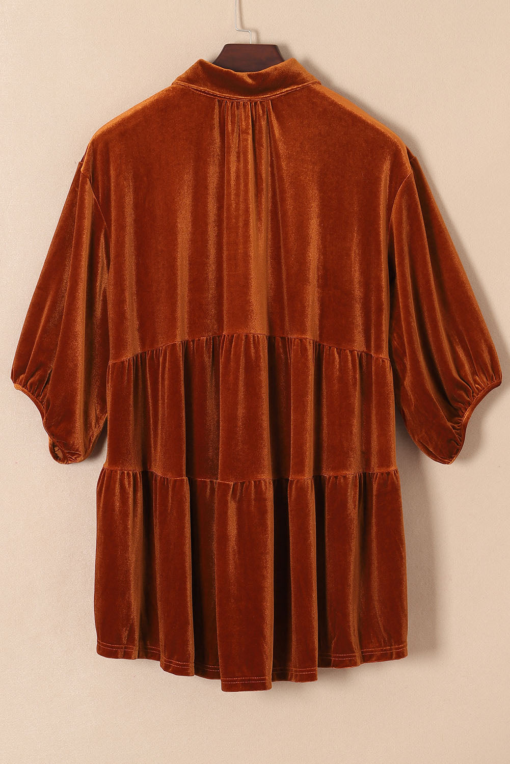 Lantern Sleeve Tunic Babydoll Velvet Shirt