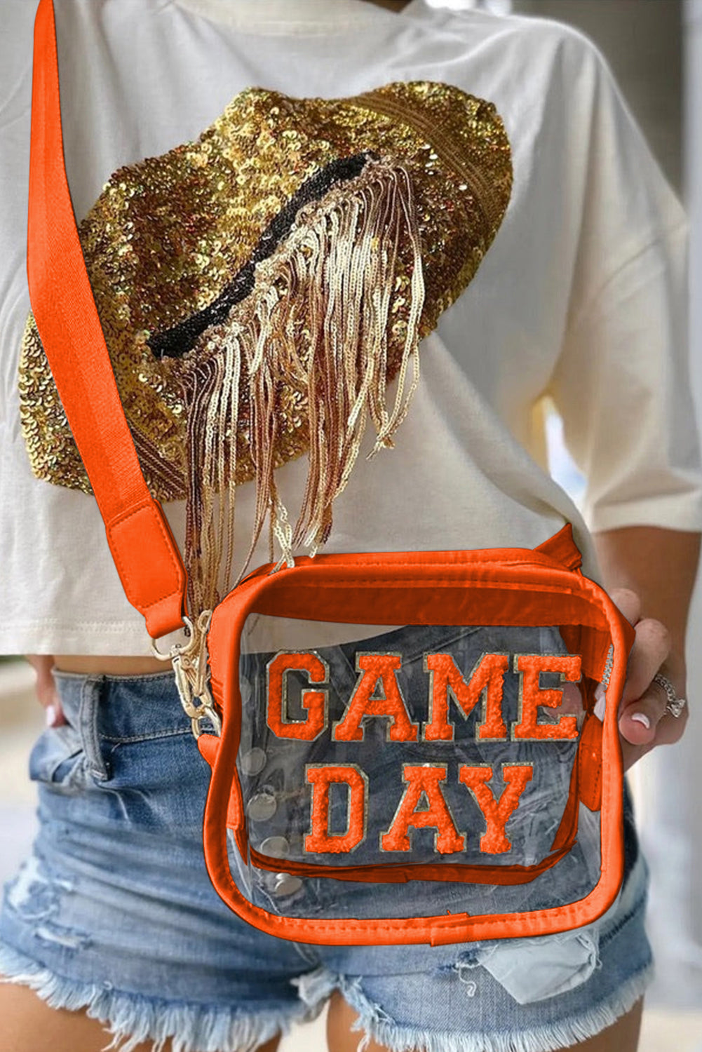 Clear Event Bag with Chenille Gameday Lettering