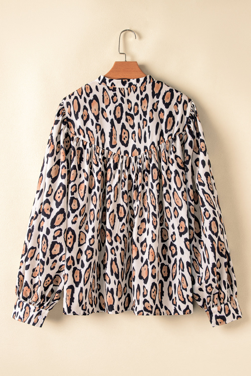 Leopard Print Balloon Sleeve Loose Blouse