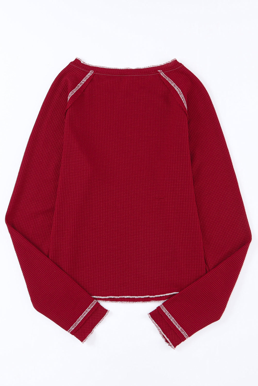 Red Waffleknit Football Sweatshirt