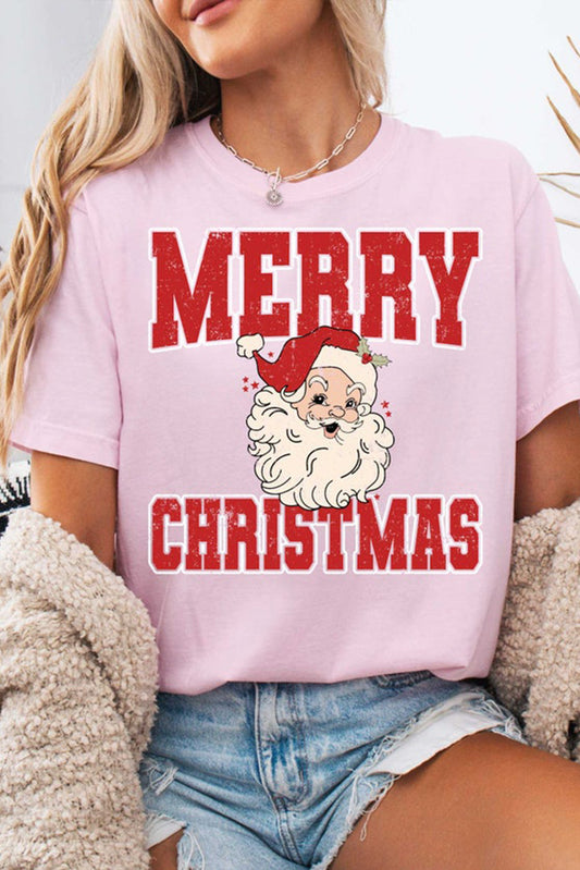 Pink MERRY CHRISTMAS Santa Claus T Shirt