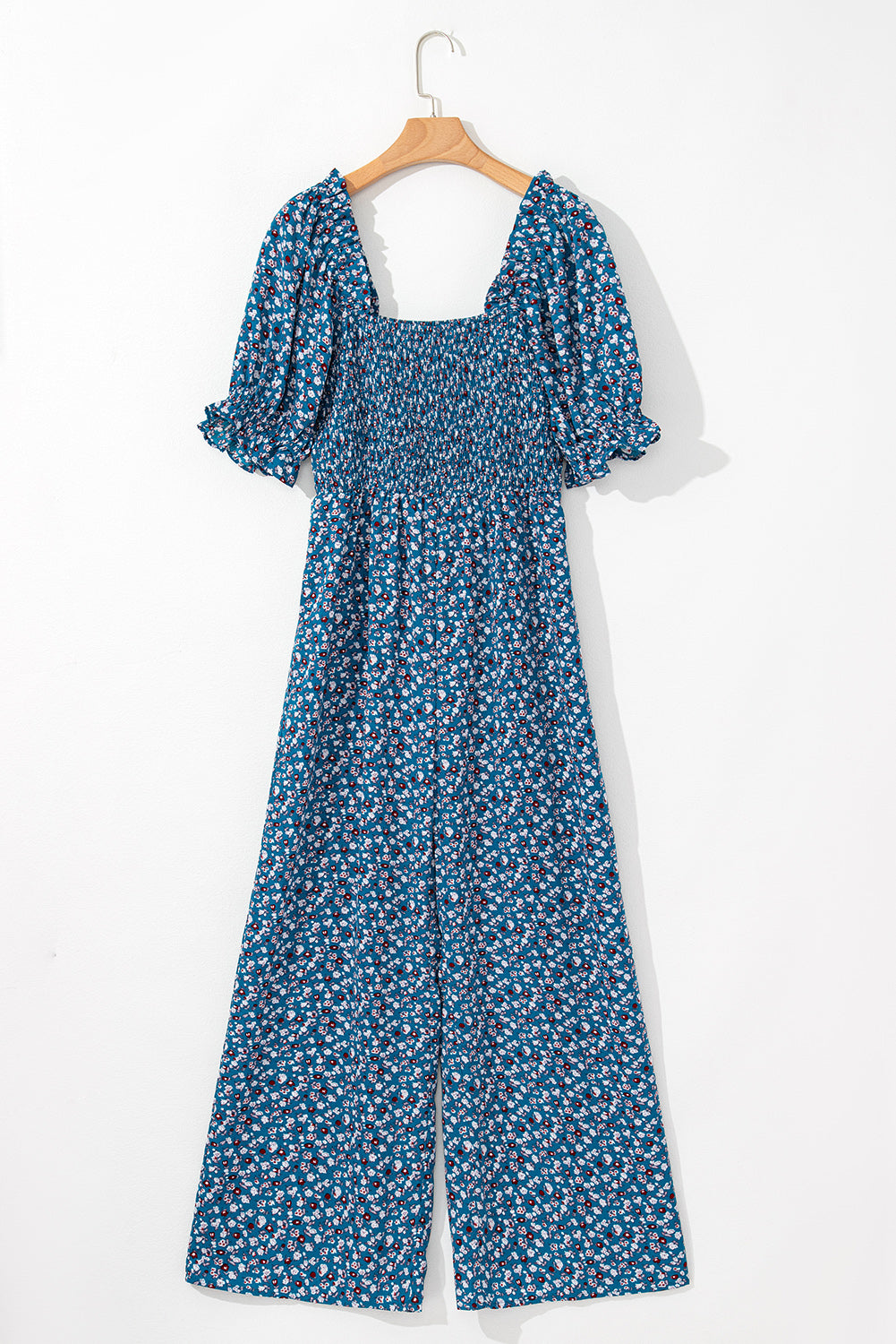 Vintage Floral Smocked Wide Leg Jumpsuit