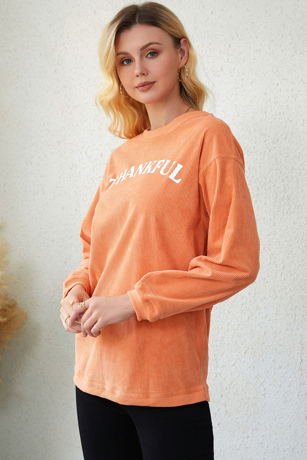 THANKFUL Graphic Corded Sweatshirt