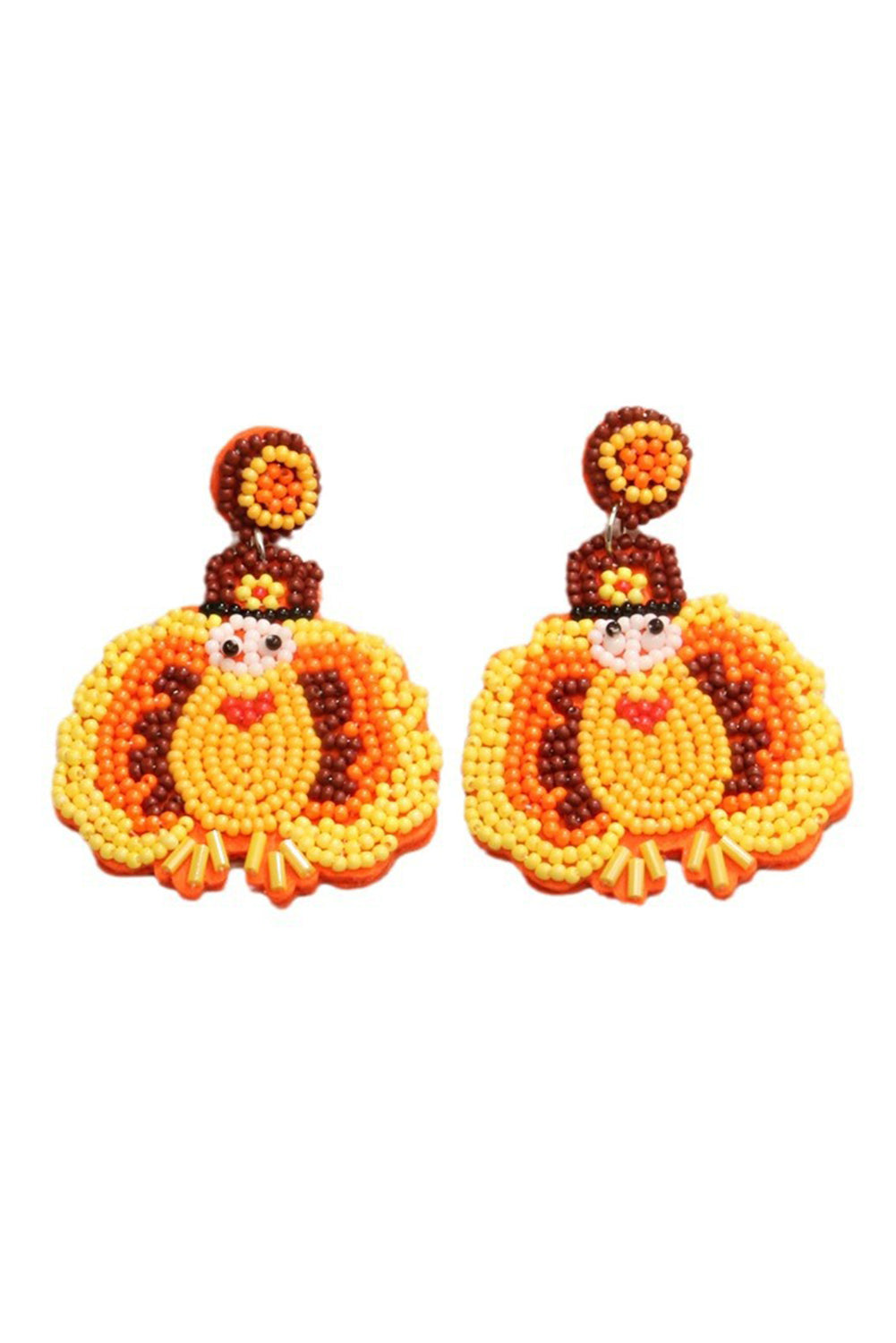 Thanksgiving Turkey Beaded Drop Earrings