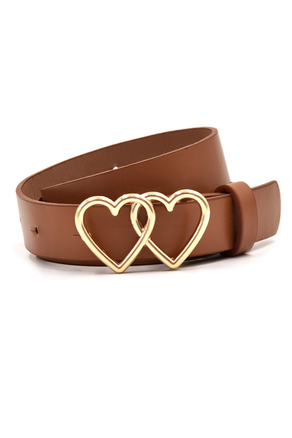 Chestnut Belt with Double Heart Buckle