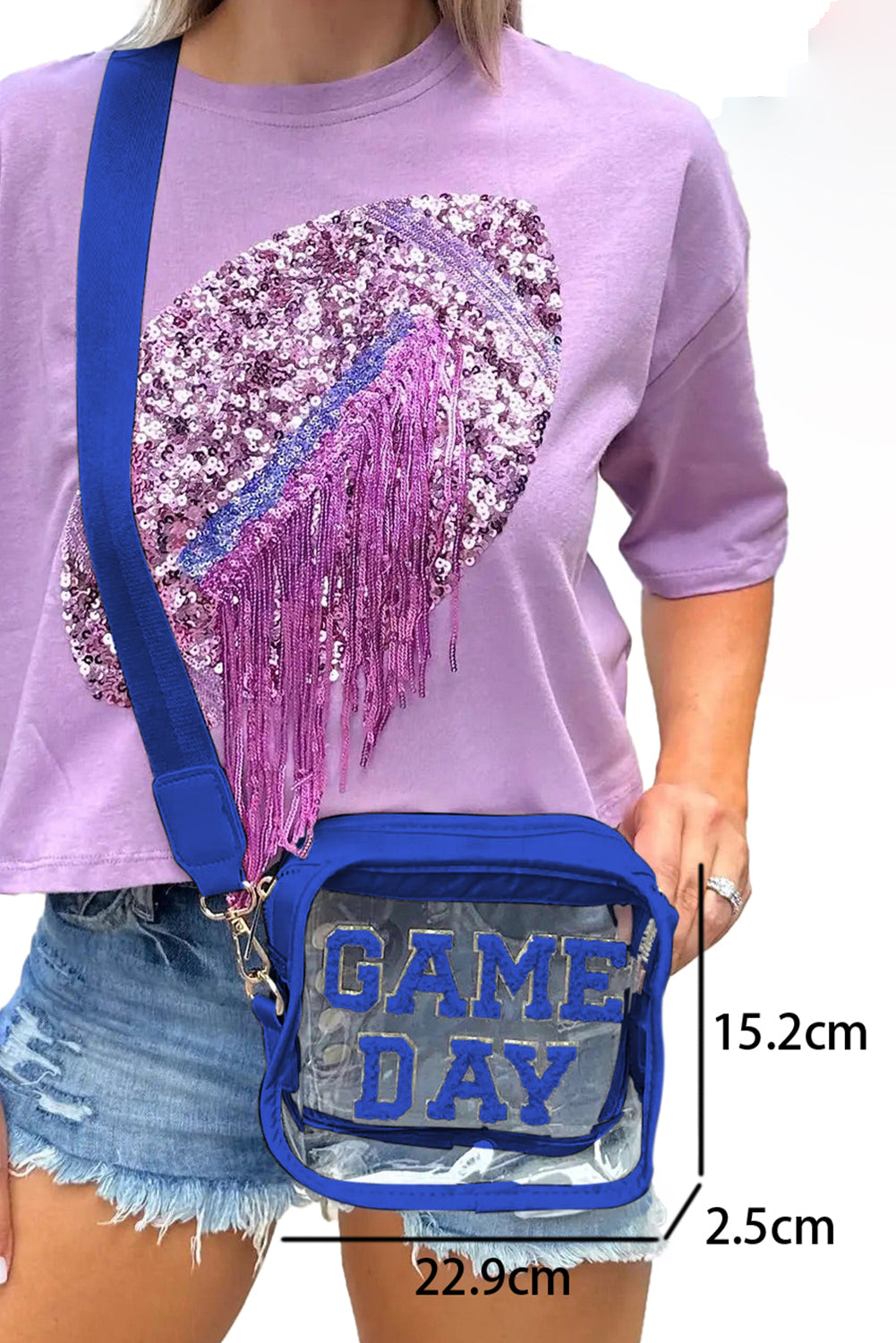 Clear Event Bag with Chenille Gameday Lettering