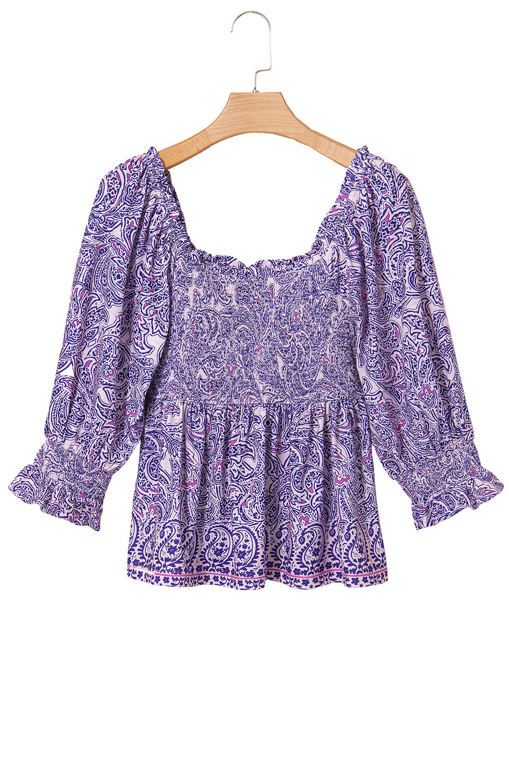 Purple Boho Paisley Peplum Top