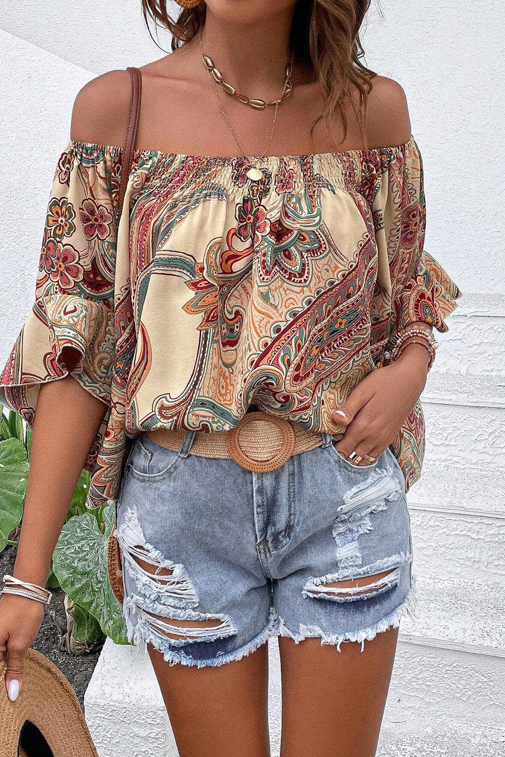 Paisley Off Shoulder Blouse