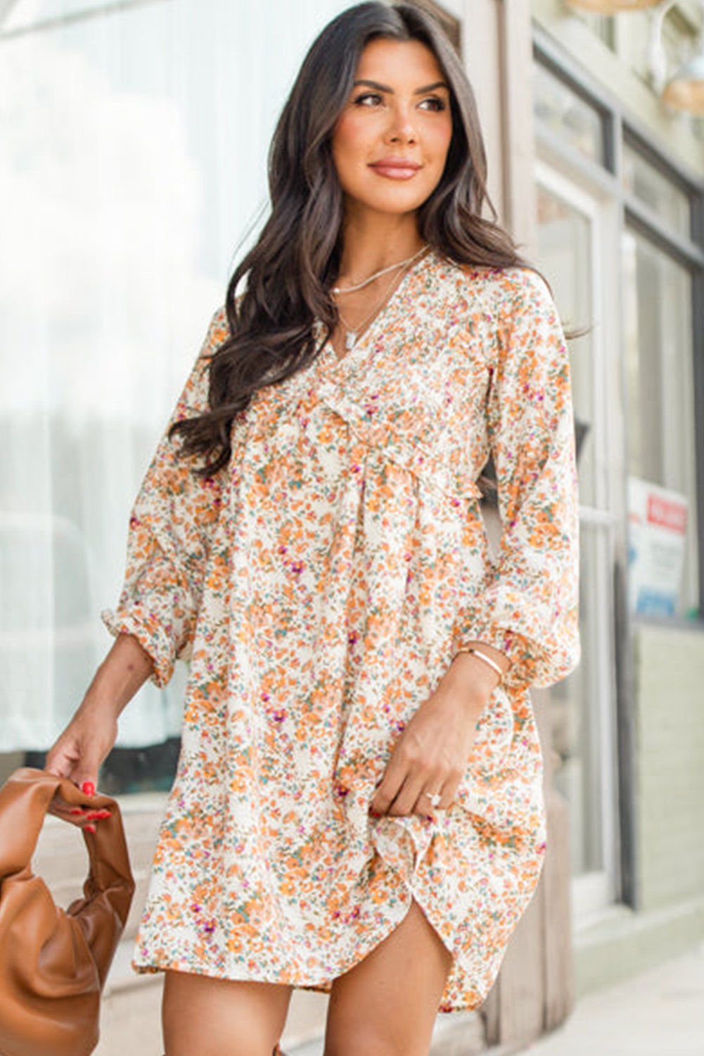 Yellow Boho Floral Dress