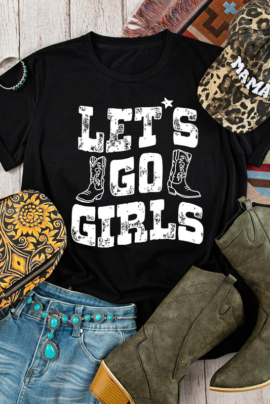 Black LETS GO GIRLS T Shirt