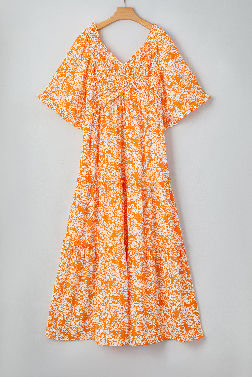 Orange Floral  Maxi Dress