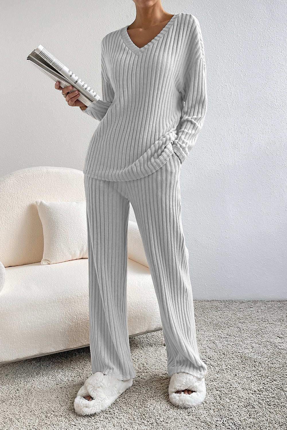 Slouchy Ribbed Knit Loungewear Set