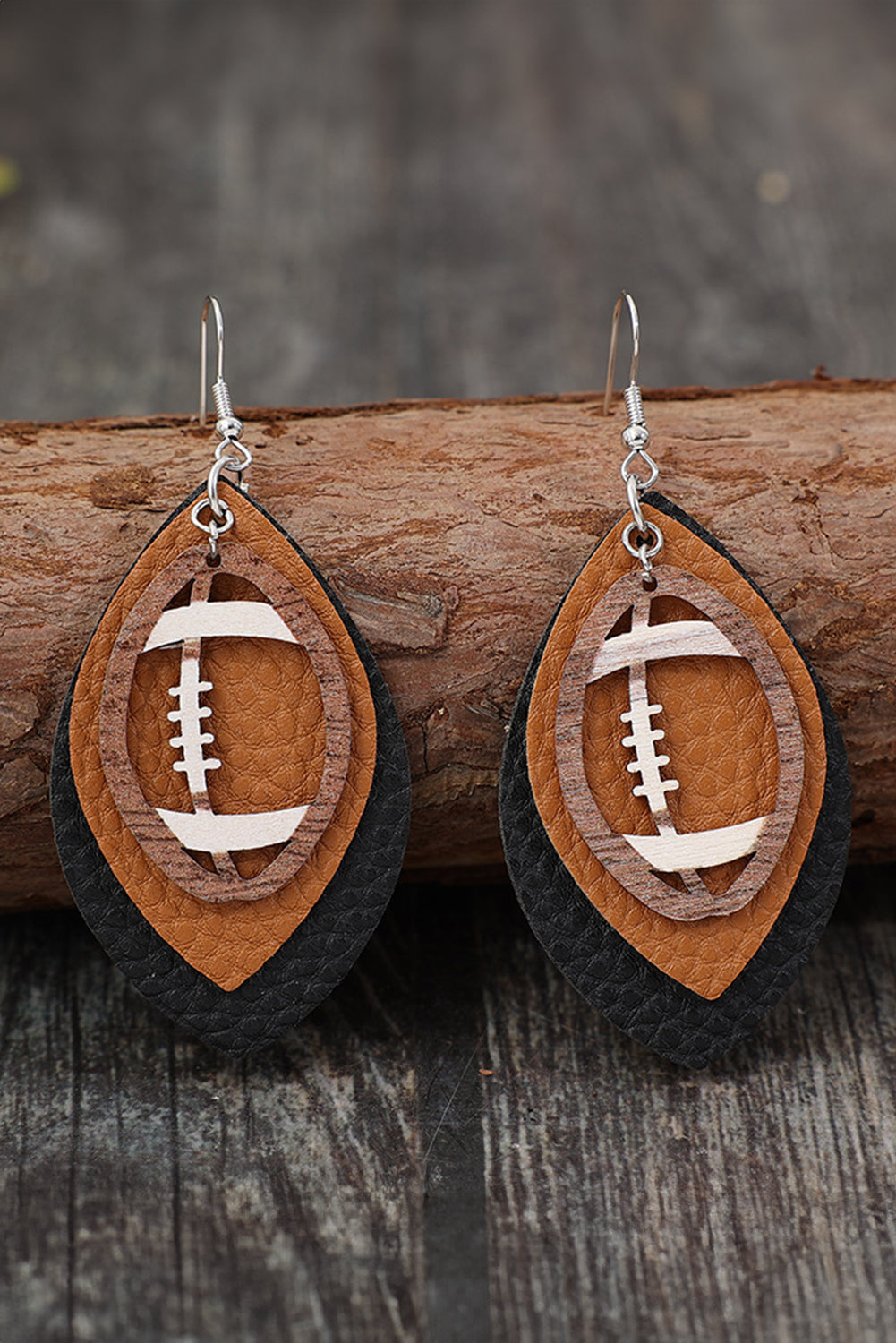 Leather Football Earrings