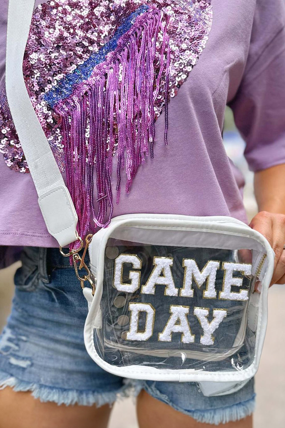 Clear Event Bag with Chenille Gameday Lettering