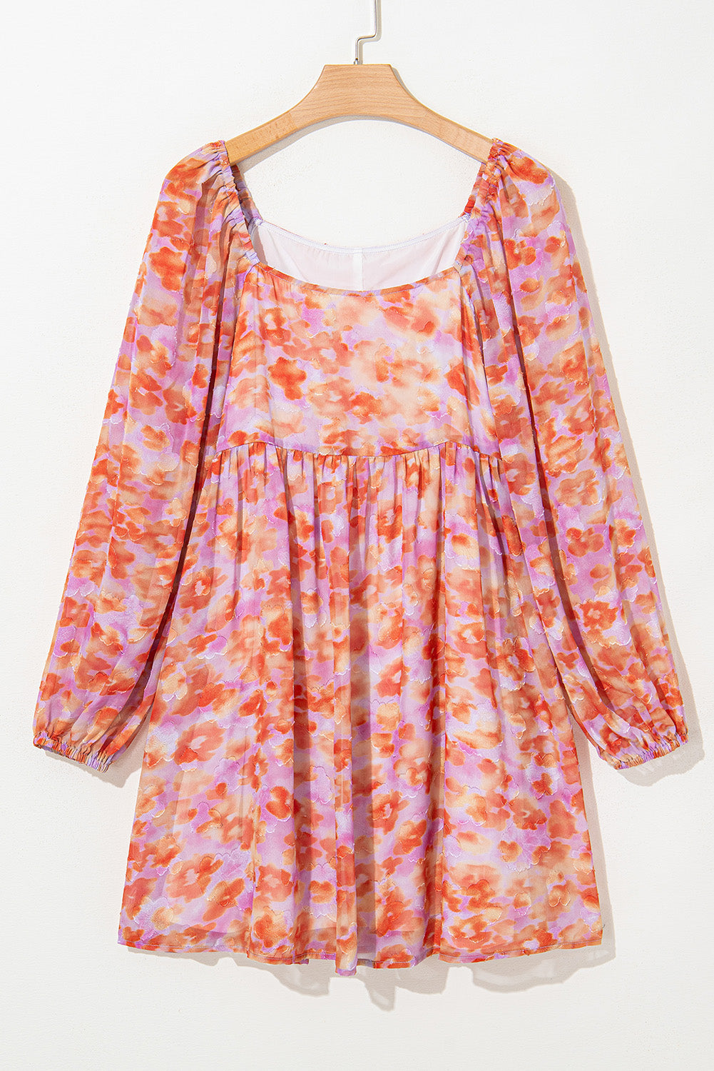 Rose Floral Print Square Neck Dress