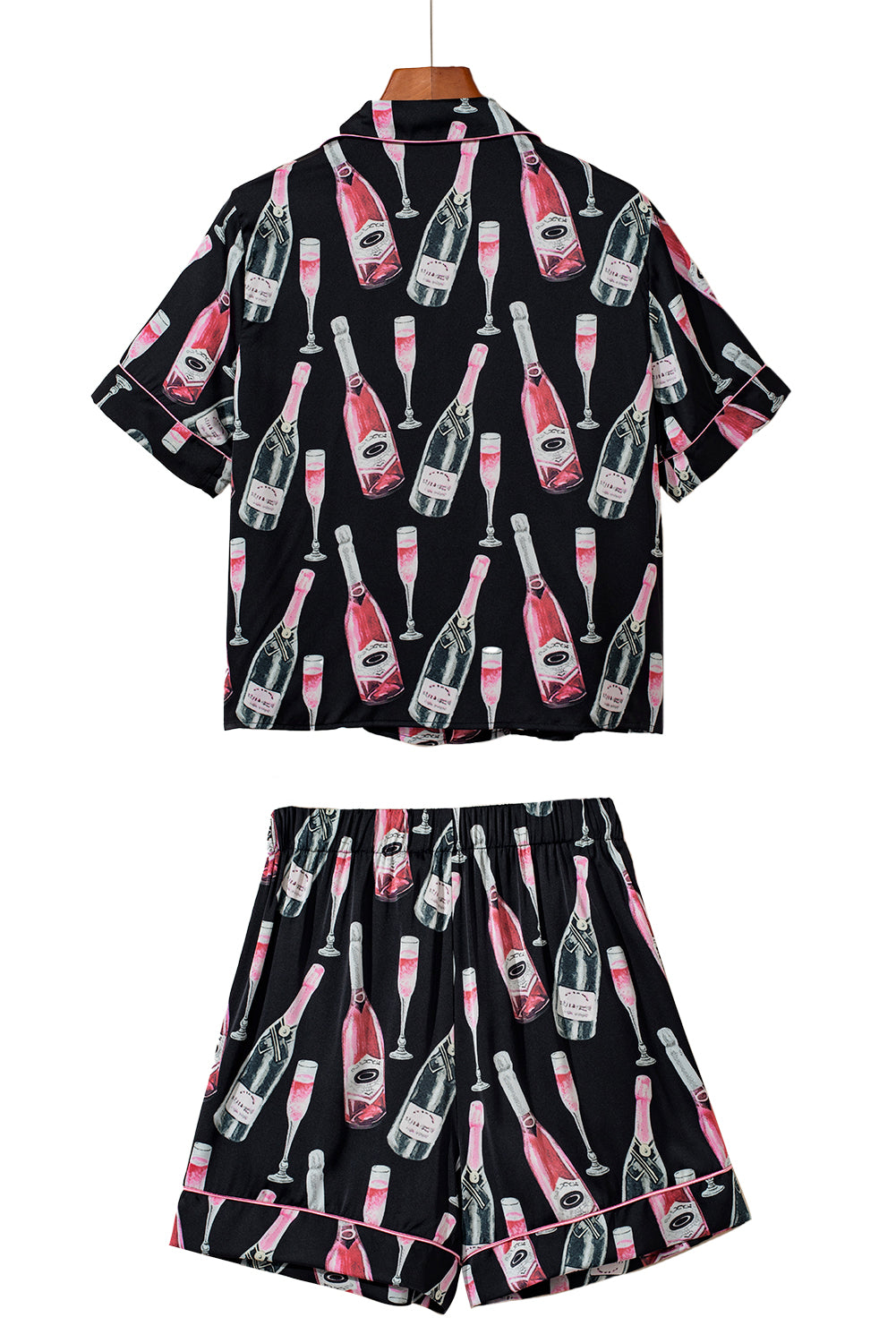 Black Champagne Print Pajamas Set