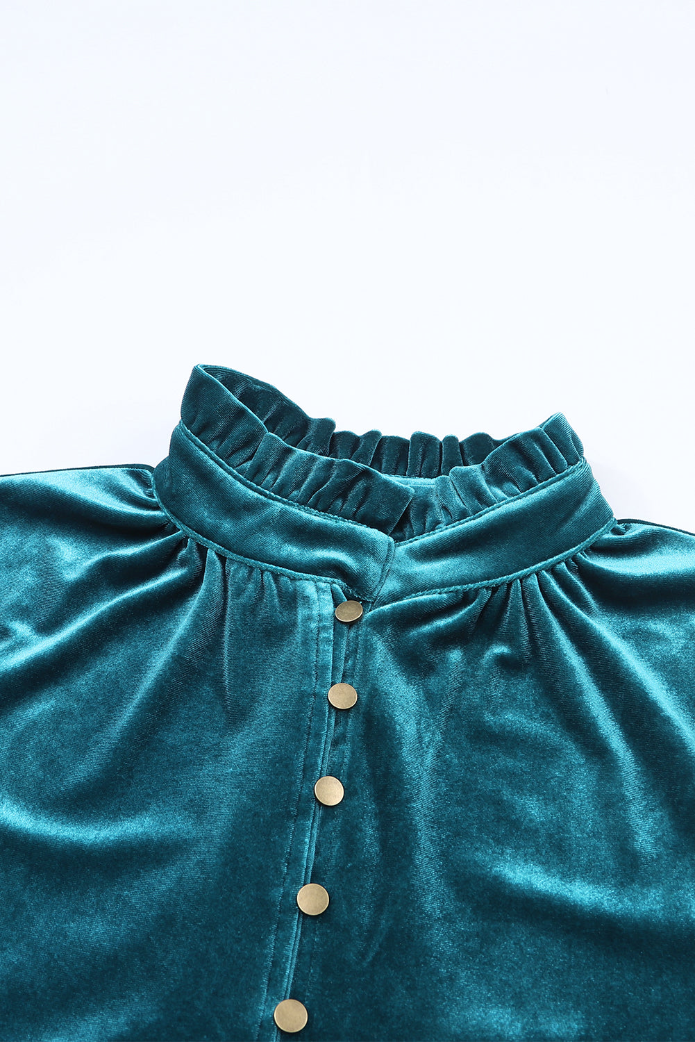 V Neck Buttoned Velvet Blouse