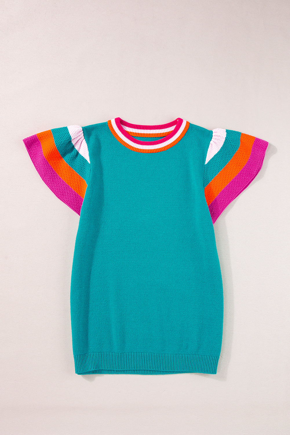 Striped Round Neck Knitted Tee