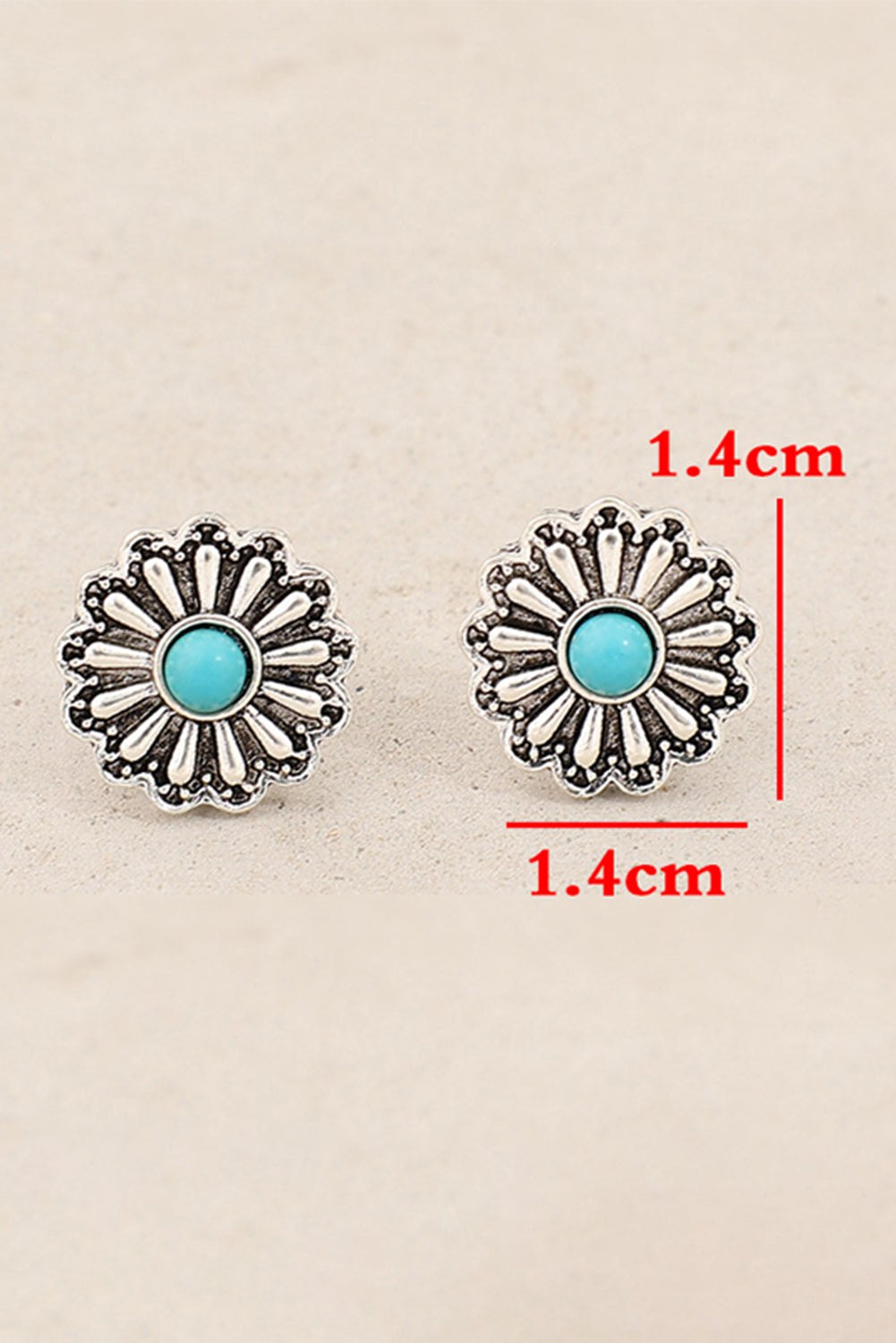 Turquoise Inlay Flower Stud Earrings