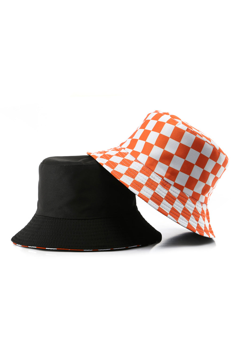 Orange Checkered Reversible Bucket Hat