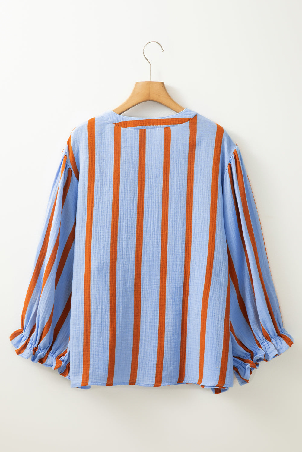 Stripe Crinkle Ruffle Sleeve Top