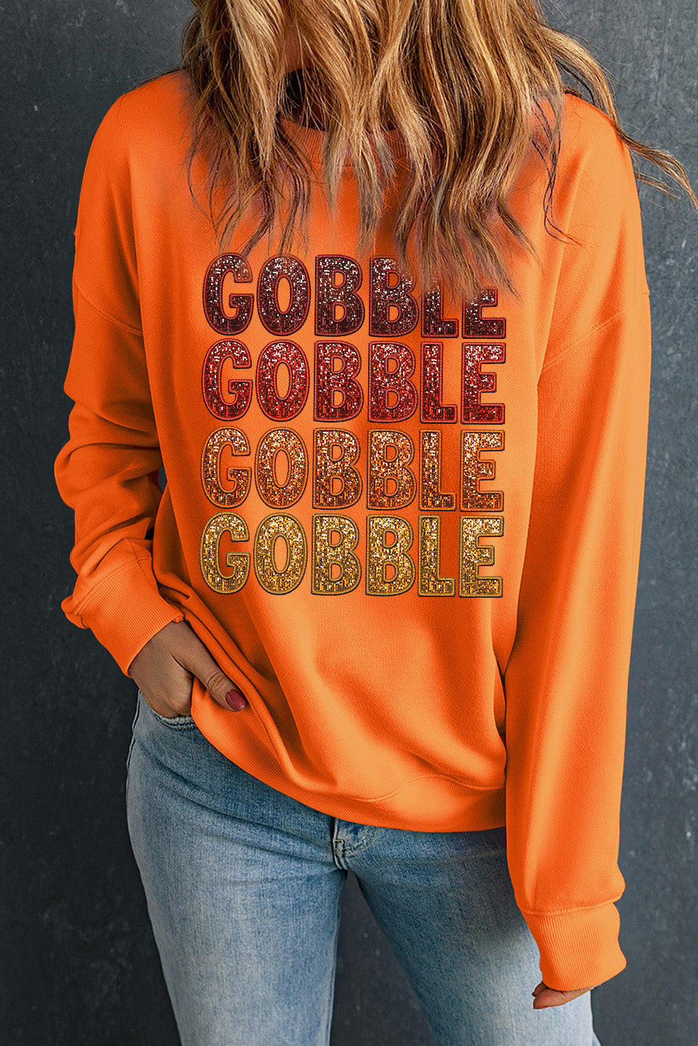 Glitter Gobble Gobble Gobble Thanksgiving Sweatshirt