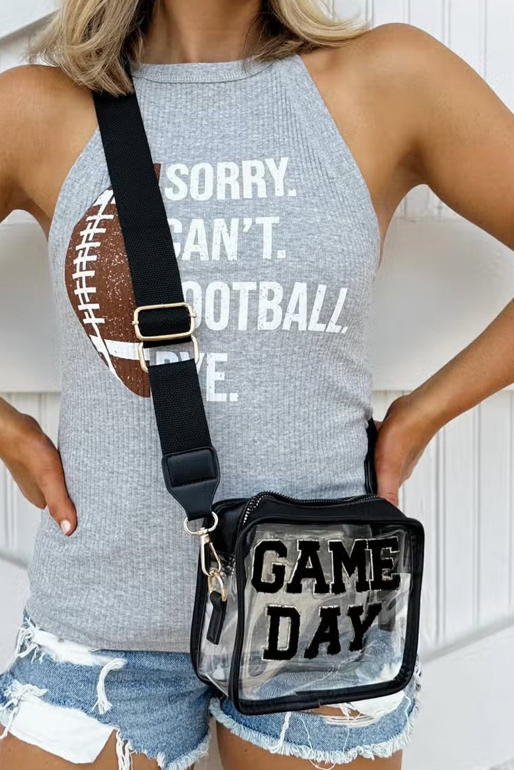 Clear Event Bag with Chenille Gameday Lettering